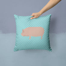Load image into Gallery viewer, Welsh Pig Blue Check Throw Pillow - 14x14 Decorative Pillow – Art for Your Home &amp; Patio BB8111PW1414