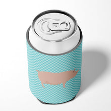 Load image into Gallery viewer, English Large White Pig Blue Check Can or Bottle Hugger BB8112CC