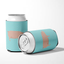 Load image into Gallery viewer, English Large White Pig Blue Check Can or Bottle Hugger BB8112CC