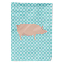 Load image into Gallery viewer, English Large White Pig Blue Check Flag Canvas House Size BB8112CHF