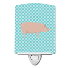 Load image into Gallery viewer, English Large White Pig Blue Check Ceramic Night Light BB8112CNL