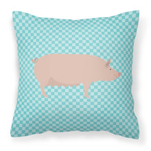 Load image into Gallery viewer, English Large White Pig Blue Check Fabric Decorative Pillow BB8112PW1818