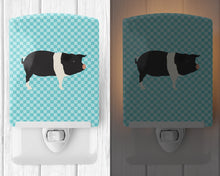 Load image into Gallery viewer, Hampshire Pig Blue Check Ceramic Night Light BB8113CNL