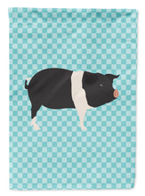 Load image into Gallery viewer, Hampshire Pig Blue Check Garden Flag - Outdoor Decorative Yard Flag
