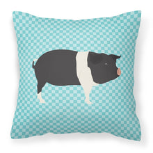 Load image into Gallery viewer, Hampshire Pig Blue Check Fabric Decorative Pillow BB8113PW1818