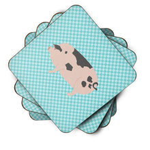 Load image into Gallery viewer, Gloucester Old Spot Pig Blue Check Foam Coaster  BB8114FC