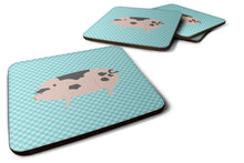 Load image into Gallery viewer, Gloucester Old Spot Pig Blue Check Foam Coaster  BB8114FC
