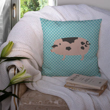 Load image into Gallery viewer, Gloucester Old Spot Pig Blue Check Throw Pillow - 14x14 Decorative Pillow – Art for Your Home &amp; Patio BB8114PW1414