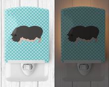 Load image into Gallery viewer, Vietnamese Pot-Bellied Pig Blue Check Ceramic Night Light BB8115CNL
