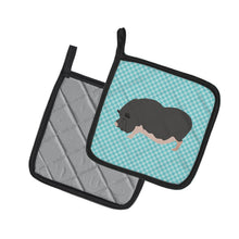 Load image into Gallery viewer, Vietnamese Pot-Bellied Pig Blue Check Pot Holders - Set of 2 - Heat-Resistant Kitchen Essentials BB8115PTHD