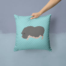 Load image into Gallery viewer, Vietnamese Pot-Bellied Pig Blue Check Throw Pillow - 14x14 Decorative Pillow – Art for Your Home &amp; Patio BB8115PW1414