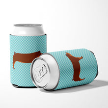 Load image into Gallery viewer, Duroc Pig Blue Check Can or Bottle Hugger BB8116CC