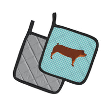 Load image into Gallery viewer, Duroc Pig Blue Check Pot Holders - Set of 2 - Heat-Resistant Kitchen Essentials BB8116PTHD