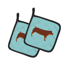 Load image into Gallery viewer, Duroc Pig Blue Check Pot Holders - Set of 2 - Heat-Resistant Kitchen Essentials BB8116PTHD