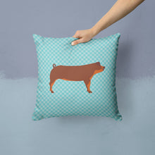Load image into Gallery viewer, Duroc Pig Blue Check Throw Pillow - 14x14 Decorative Pillow – Art for Your Home &amp; Patio BB8116PW1414