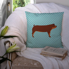 Load image into Gallery viewer, Duroc Pig Blue Check Throw Pillow - 14x14 Decorative Pillow – Art for Your Home &amp; Patio BB8116PW1414