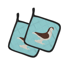 Load image into Gallery viewer, Large Pigeon Blue Check Pot Holders - Set of 2 - Heat-Resistant Kitchen Essentials BB8117PTHD