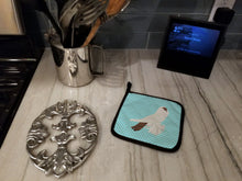 Load image into Gallery viewer, German Helmet Pigeon Blue Check Pot Holders - Set of 2 - Heat-Resistant Kitchen Essentials BB8118PTHD