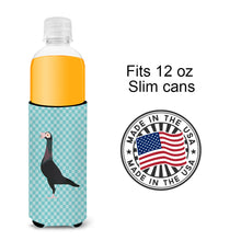 Load image into Gallery viewer, English Carrier Pigeon Blue Check   Hugger for slim cans