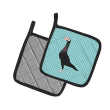 Load image into Gallery viewer, English Carrier Pigeon Blue Check Pot Holders - Set of 2 - Heat-Resistant Kitchen Essentials BB8119PTHD