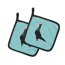 Load image into Gallery viewer, English Carrier Pigeon Blue Check Pot Holders - Set of 2 - Heat-Resistant Kitchen Essentials BB8119PTHD
