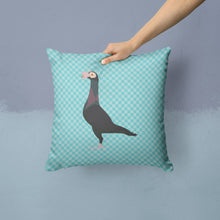 Load image into Gallery viewer, English Carrier Pigeon Blue Check Throw Pillow - 14x14 Decorative Pillow – Art for Your Home &amp; Patio BB8119PW1414