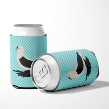 Load image into Gallery viewer, Saxon Fairy Swallow Pigeon Blue Check Can or Bottle Hugger BB8120CC