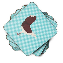 Load image into Gallery viewer, Capuchin Red Pigeon Blue Check Foam Coaster  BB8122FC
