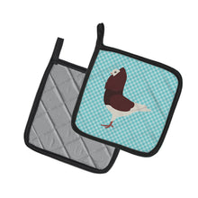 Load image into Gallery viewer, Capuchin Red Pigeon Blue Check Pot Holders - Set of 2 - Heat-Resistant Kitchen Essentials BB8122PTHD