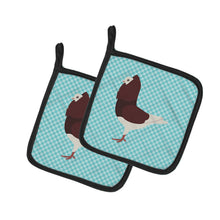 Load image into Gallery viewer, Capuchin Red Pigeon Blue Check Pot Holders - Set of 2 - Heat-Resistant Kitchen Essentials BB8122PTHD