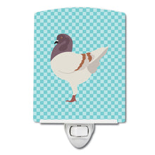 Load image into Gallery viewer, German Modena Pigeon Blue Check Ceramic Night Light BB8123CNL