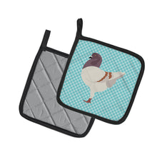 Load image into Gallery viewer, German Modena Pigeon Blue Check Pot Holders - Set of 2 - Heat-Resistant Kitchen Essentials BB8123PTHD