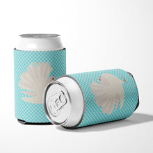 Load image into Gallery viewer, Silver Fantail Pigeon Blue Check Can or Bottle Hugger BB8124CC