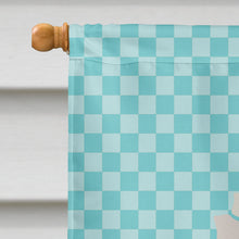 Load image into Gallery viewer, Silver Fantail Pigeon Blue Check Flag Canvas House Size BB8124CHF