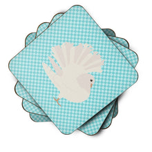 Load image into Gallery viewer, Silver Fantail Pigeon Blue Check Foam Coaster  BB8124FC