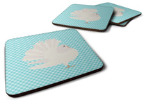 Load image into Gallery viewer, Silver Fantail Pigeon Blue Check Foam Coaster  BB8124FC