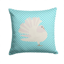 Load image into Gallery viewer, Silver Fantail Pigeon Blue Check Throw Pillow - 14x14 Decorative Pillow – Art for Your Home &amp; Patio BB8124PW1414