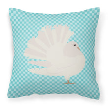 Load image into Gallery viewer, Silver Fantail Pigeon Blue Check Fabric Decorative Pillow BB8124PW1818