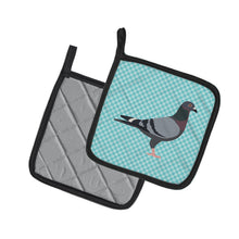 Load image into Gallery viewer, Racing Pigeon Blue Check Pot Holders - Set of 2 - Heat-Resistant Kitchen Essentials BB8125PTHD