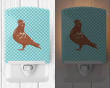 Load image into Gallery viewer, African Owl Pigeon Blue Check Ceramic Night Light BB8127CNL