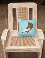 Load image into Gallery viewer, English Pouter Pigeon Blue Check Fabric Decorative Pillow BB8128PW1818