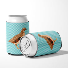 Load image into Gallery viewer, Golden Phoenix Quail Blue Check Can or Bottle Hugger BB8129CC