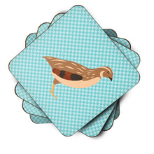 Load image into Gallery viewer, Golden Phoenix Quail Blue Check Foam Coaster  BB8129FC