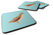 Load image into Gallery viewer, Golden Phoenix Quail Blue Check Foam Coaster  BB8129FC