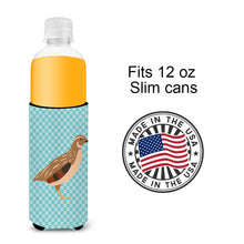 Load image into Gallery viewer, Golden Phoenix Quail Blue Check   Hugger for slim cans