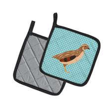 Load image into Gallery viewer, Golden Phoenix Quail Blue Check Pot Holders - Set of 2 - Heat-Resistant Kitchen Essentials BB8129PTHD