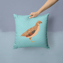 Load image into Gallery viewer, Golden Phoenix Quail Blue Check Throw Pillow - 14x14 Decorative Pillow – Art for Your Home &amp; Patio BB8129PW1414