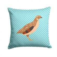 Load image into Gallery viewer, Golden Phoenix Quail Blue Check Throw Pillow - 14x14 Decorative Pillow – Art for Your Home &amp; Patio BB8129PW1414