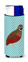 Load image into Gallery viewer, Chinese Painted or King Quail Blue Check   Hugger for slim cans