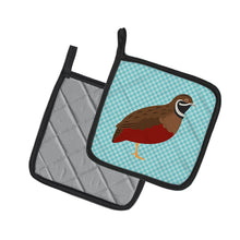 Load image into Gallery viewer, Chinese Painted or King Quail Blue Check Pot Holders - Set of 2 - Heat-Resistant Kitchen Essentials BB8130PTHD